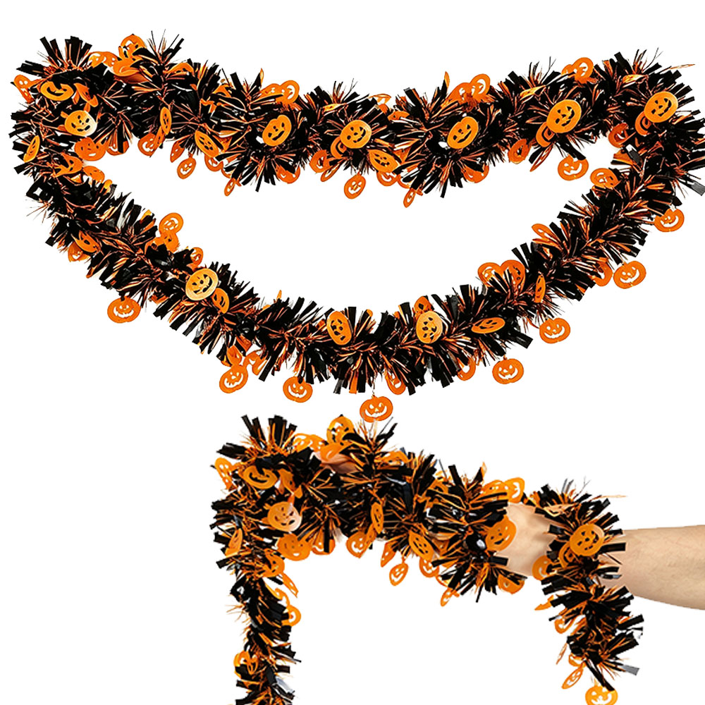 Tinsel Garland Decoration - Cadılar Bayramı 2m Simli Çelenkler Balkabağı