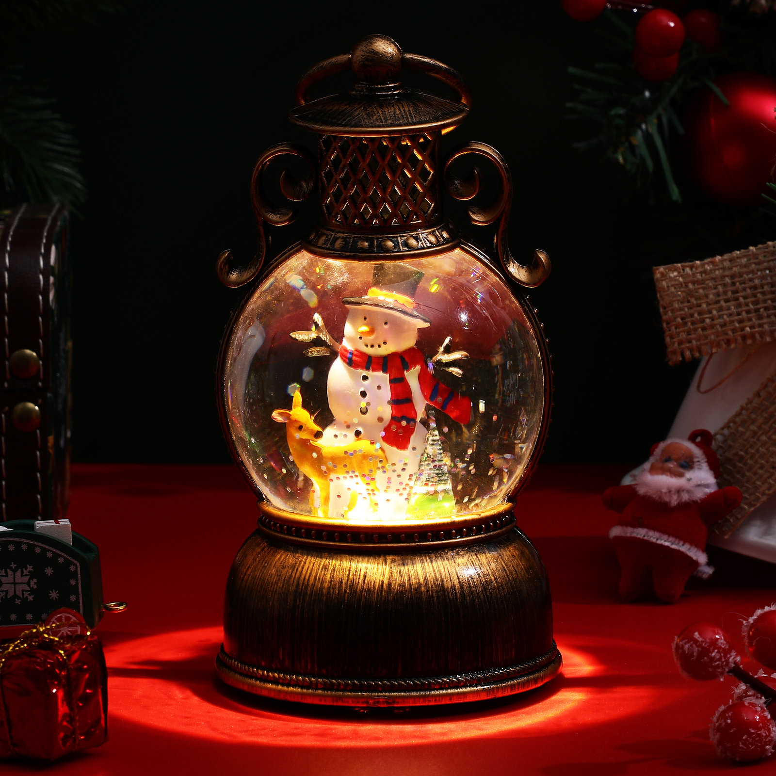 Snow Globe Musical - Noel Müzik Kutusu Işıklı Küre Kardan