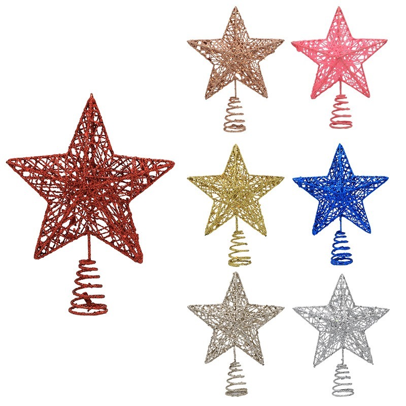Star Tree Topper - Parıltılı Demir Noel Ağacı Süsü Yıldız,